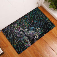 Aotearoa Moko Tribal Tattoo Rubber Doormat New Zealand Maori Penguin and Fantail Paua Shell Style LT03 - Polynesian Pride