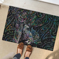 Aotearoa Moko Tribal Tattoo Rubber Doormat New Zealand Maori Penguin and Fantail Paua Shell Style LT03 - Polynesian Pride
