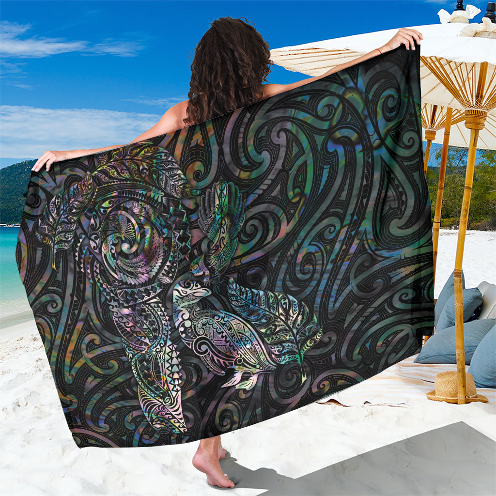 Aotearoa Moko Tribal Tattoo Sarong New Zealand Maori Penguin and Fantail Paua Shell Style