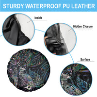 Aotearoa Moko Tribal Tattoo Spare Tire Cover New Zealand Maori Penguin and Fantail Paua Shell Style LT03 - Polynesian Pride