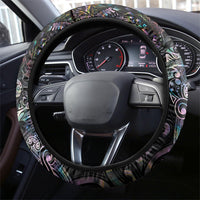 Aotearoa Moko Tribal Tattoo Steering Wheel Cover New Zealand Maori Penguin and Fantail Paua Shell Style LT03 - Polynesian Pride