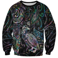 Aotearoa Moko Tribal Tattoo Sweatshirt New Zealand Maori Penguin and Fantail Paua Shell Style LT03 Unisex Multicolor - Polynesian Pride