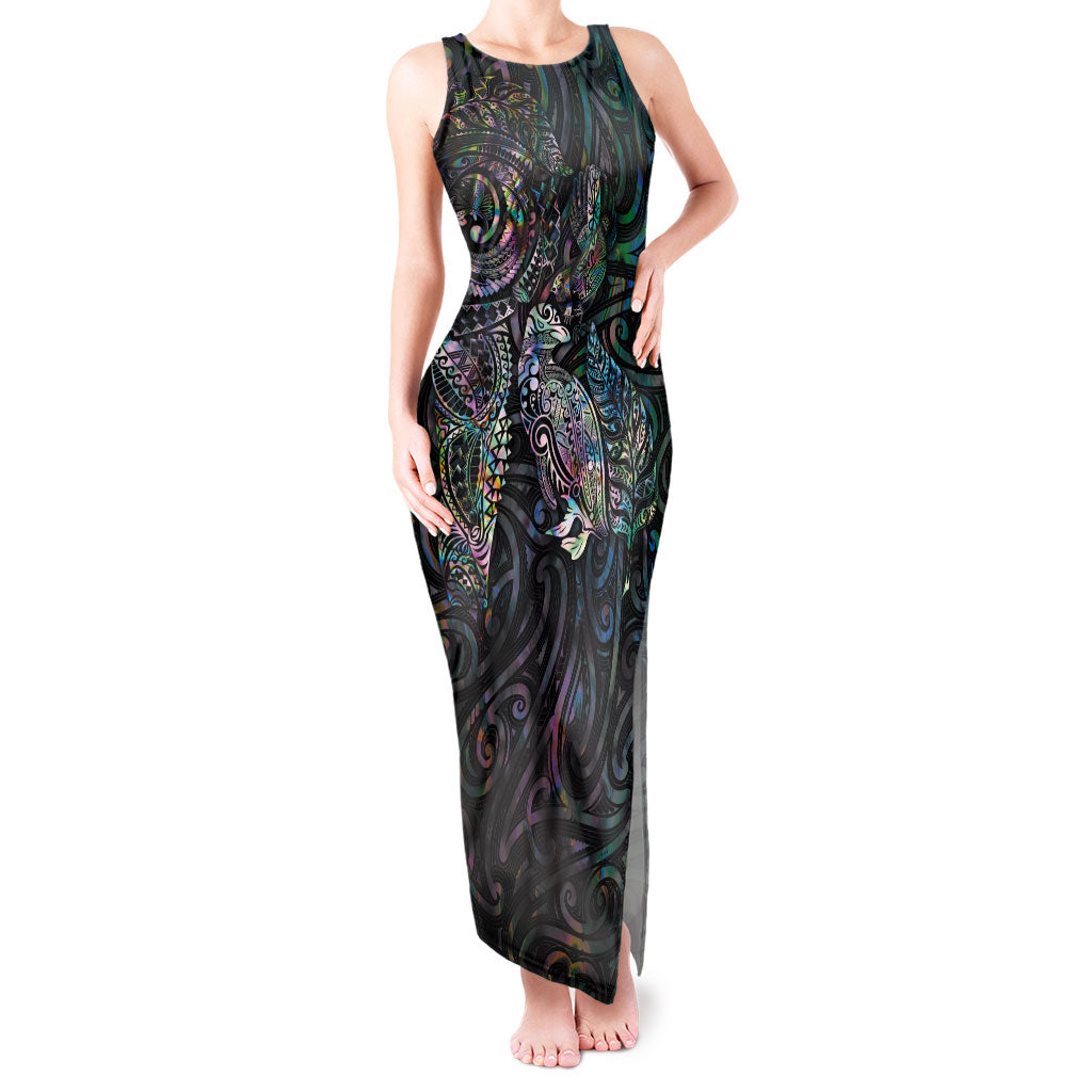 Aotearoa Moko Tribal Tattoo Tank Maxi Dress New Zealand Maori Penguin and Fantail Paua Shell Style