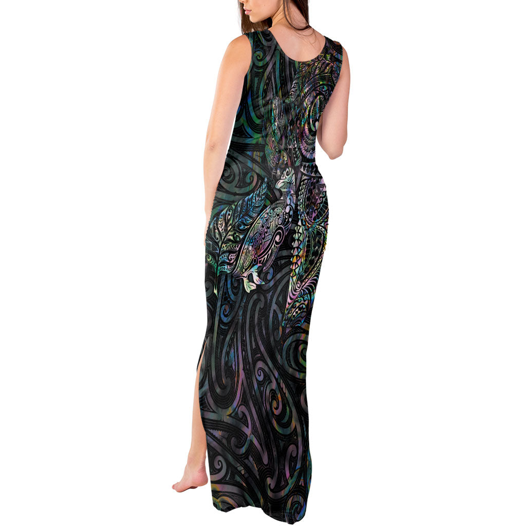 Aotearoa Moko Tribal Tattoo Tank Maxi Dress New Zealand Maori Penguin and Fantail Paua Shell Style LT03 - Polynesian Pride