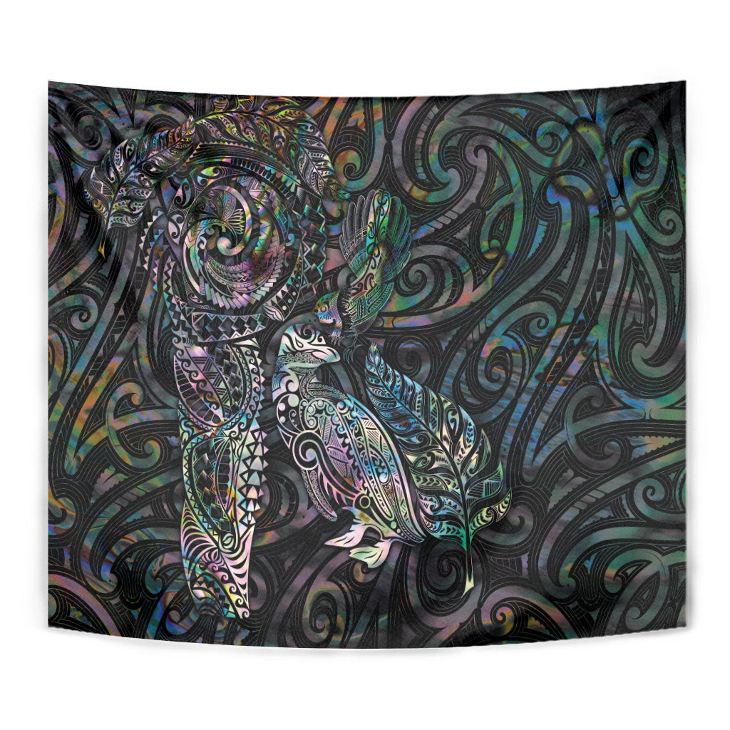 Aotearoa Moko Tribal Tattoo Tapestry New Zealand Maori Penguin and Fantail Paua Shell Style LT03 - Polynesian Pride