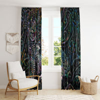 Aotearoa Moko Tribal Tattoo Window Curtain New Zealand Maori Penguin and Fantail Paua Shell Style LT03 - Polynesian Pride
