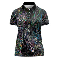 Aotearoa Moko Tribal Tattoo Women Polo Shirt New Zealand Maori Penguin and Fantail Paua Shell Style LT03 Female Multicolor - Polynesian Pride
