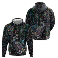 Aotearoa Moko Tribal Tattoo Zip Hoodie New Zealand Maori Penguin and Fantail Paua Shell Style LT03 - Polynesian Pride
