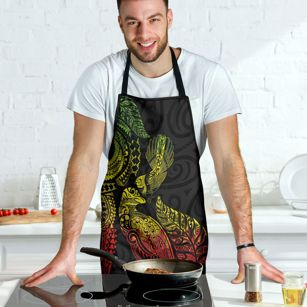 Aotearoa Moko Tribal Tattoo Apron New Zealand Maori Penguin and Fantail Reggae Style LT03 - Polynesian Pride