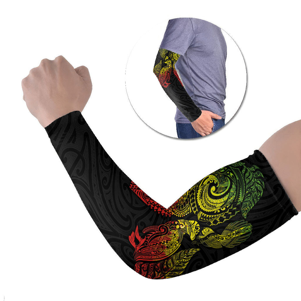 Aotearoa Moko Tribal Tattoo Arm Sleeves New Zealand Maori Penguin and Fantail Reggae Style LT03 Set of 2 Multicolor - Polynesian Pride