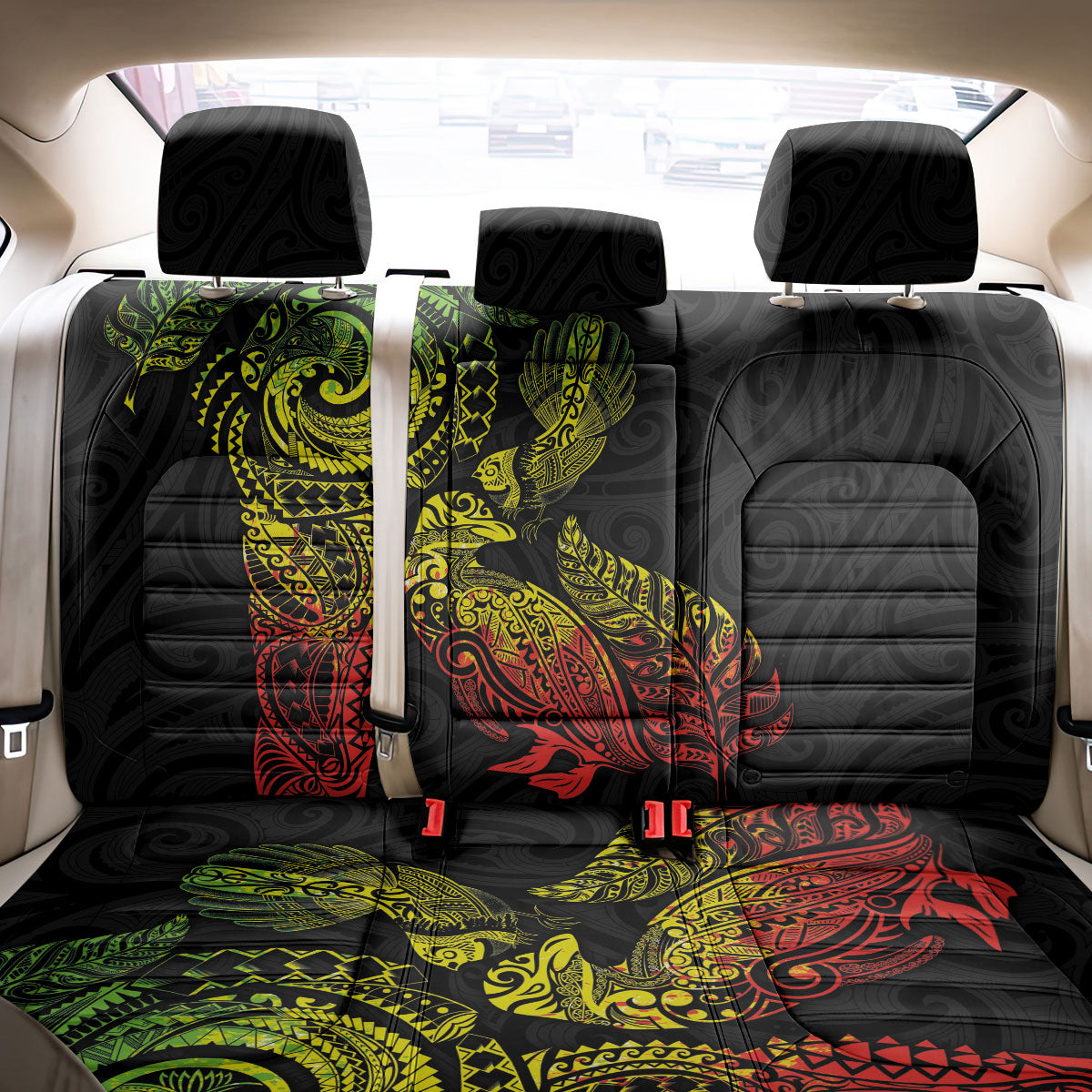 Aotearoa Moko Tribal Tattoo Back Car Seat Cover New Zealand Maori Penguin and Fantail Reggae Style LT03 - Polynesian Pride