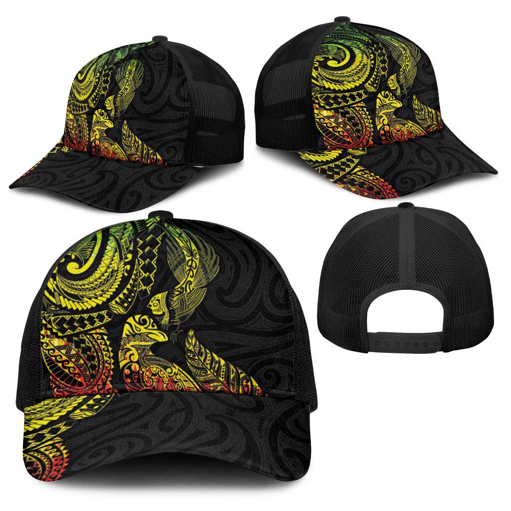 Aotearoa Moko Tribal Tattoo Baseball Net Cap New Zealand Maori Penguin and Fantail Reggae Style LT03 - Polynesian Pride