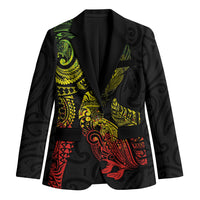 Aotearoa Moko Tribal Tattoo Blazer New Zealand Maori Penguin and Fantail Reggae Style LT03 Unisex Multicolor - Polynesian Pride