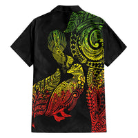 Aotearoa Moko Tribal Tattoo Family Matching Long Sleeve Bodycon Dress and Hawaiian Shirt New Zealand Maori Penguin and Fantail Reggae Style LT03 - Polynesian Pride