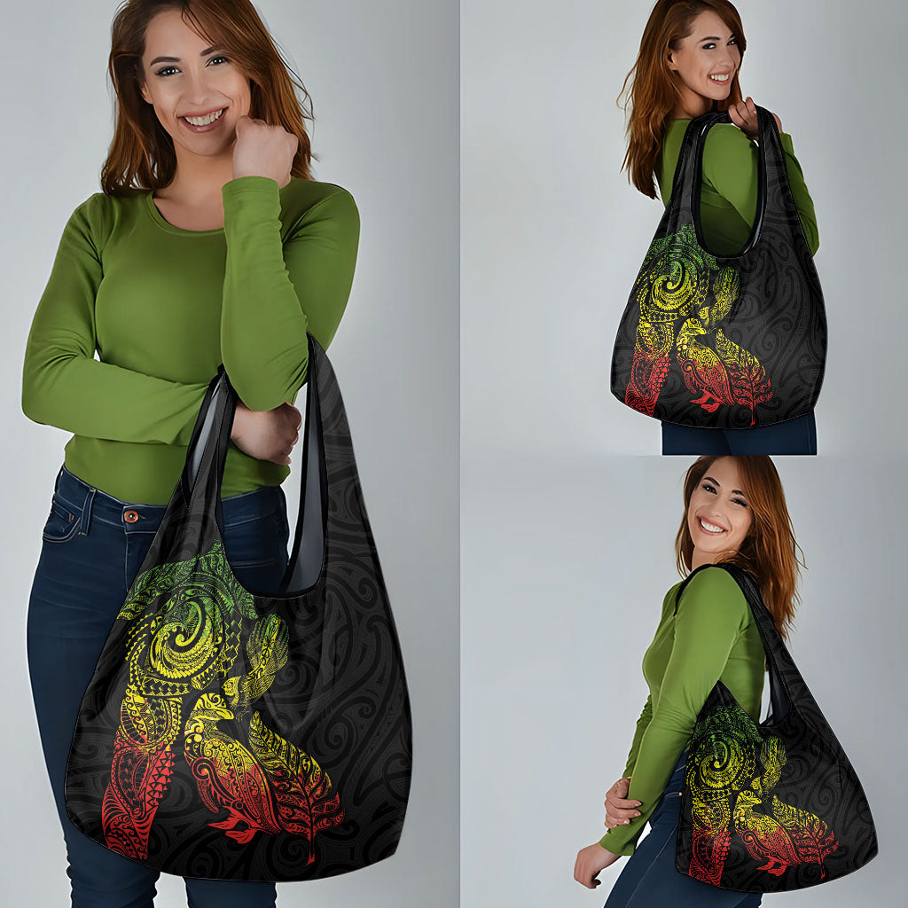 Aotearoa Moko Tribal Tattoo Grocery Bag New Zealand Maori Penguin and Fantail Reggae Style LT03 - Polynesian Pride