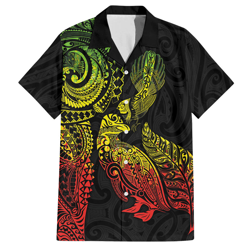 Aotearoa Moko Tribal Tattoo Hawaiian Shirt New Zealand Maori Penguin and Fantail Reggae Style LT03 Multicolor - Polynesian Pride
