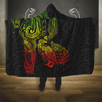 Aotearoa Moko Tribal Tattoo Hooded Blanket New Zealand Maori Penguin and Fantail Reggae Style LT03 - Polynesian Pride