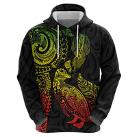 Aotearoa Moko Tribal Tattoo Hoodie New Zealand Maori Penguin and Fantail Reggae Style LT03 - Polynesian Pride