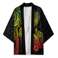 Aotearoa Moko Tribal Tattoo Kimono New Zealand Maori Penguin and Fantail Reggae Style LT03 Unisex Multicolor - Polynesian Pride