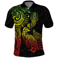 Aotearoa Moko Tribal Tattoo Polo Shirt New Zealand Maori Penguin and Fantail Reggae Style LT03 Multicolor - Polynesian Pride
