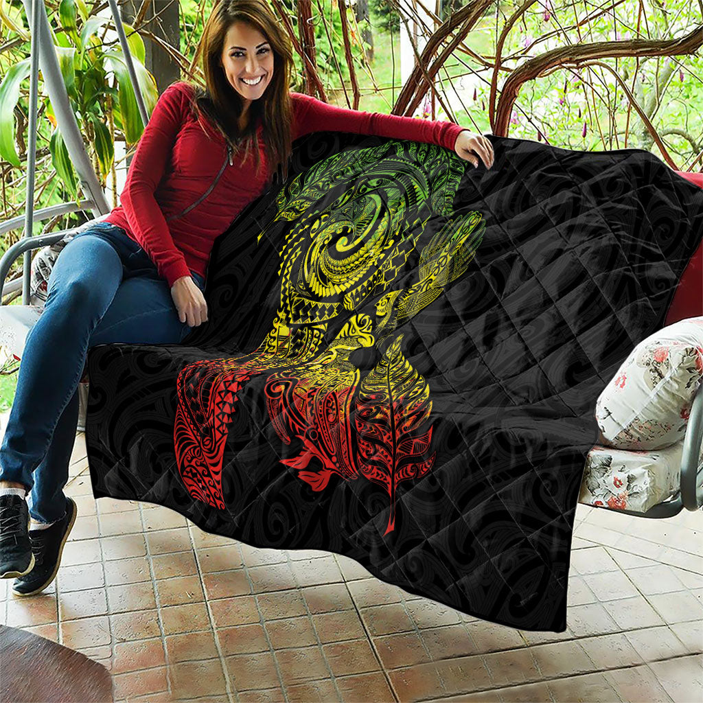 Aotearoa Moko Tribal Tattoo Quilt New Zealand Maori Penguin and Fantail Reggae Style