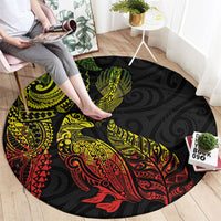 Aotearoa Moko Tribal Tattoo Round Carpet New Zealand Maori Penguin and Fantail Reggae Style