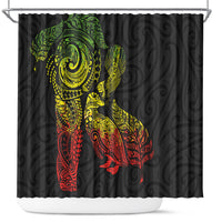 Aotearoa Moko Tribal Tattoo Shower Curtain New Zealand Maori Penguin and Fantail Reggae Style LT03 Multicolor - Polynesian Pride