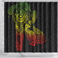 Aotearoa Moko Tribal Tattoo Shower Curtain New Zealand Maori Penguin and Fantail Reggae Style LT03 - Polynesian Pride