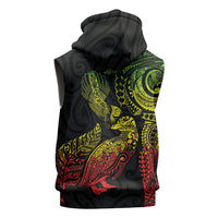 Aotearoa Moko Tribal Tattoo Sleeveless Hoodie New Zealand Maori Penguin and Fantail Reggae Style