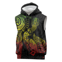 Aotearoa Moko Tribal Tattoo Sleeveless Zip Hoodie New Zealand Maori Penguin and Fantail Reggae Style LT03 Multicolor - Polynesian Pride