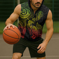 Aotearoa Moko Tribal Tattoo Sleeveless Zip Hoodie New Zealand Maori Penguin and Fantail Reggae Style LT03 - Polynesian Pride