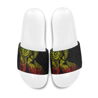 Aotearoa Moko Tribal Tattoo Slide Sandals New Zealand Maori Penguin and Fantail Reggae Style
