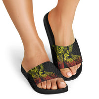 Aotearoa Moko Tribal Tattoo Slide Sandals New Zealand Maori Penguin and Fantail Reggae Style