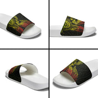 Aotearoa Moko Tribal Tattoo Slide Sandals New Zealand Maori Penguin and Fantail Reggae Style