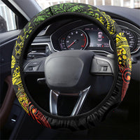 Aotearoa Moko Tribal Tattoo Steering Wheel Cover New Zealand Maori Penguin and Fantail Reggae Style LT03 - Polynesian Pride