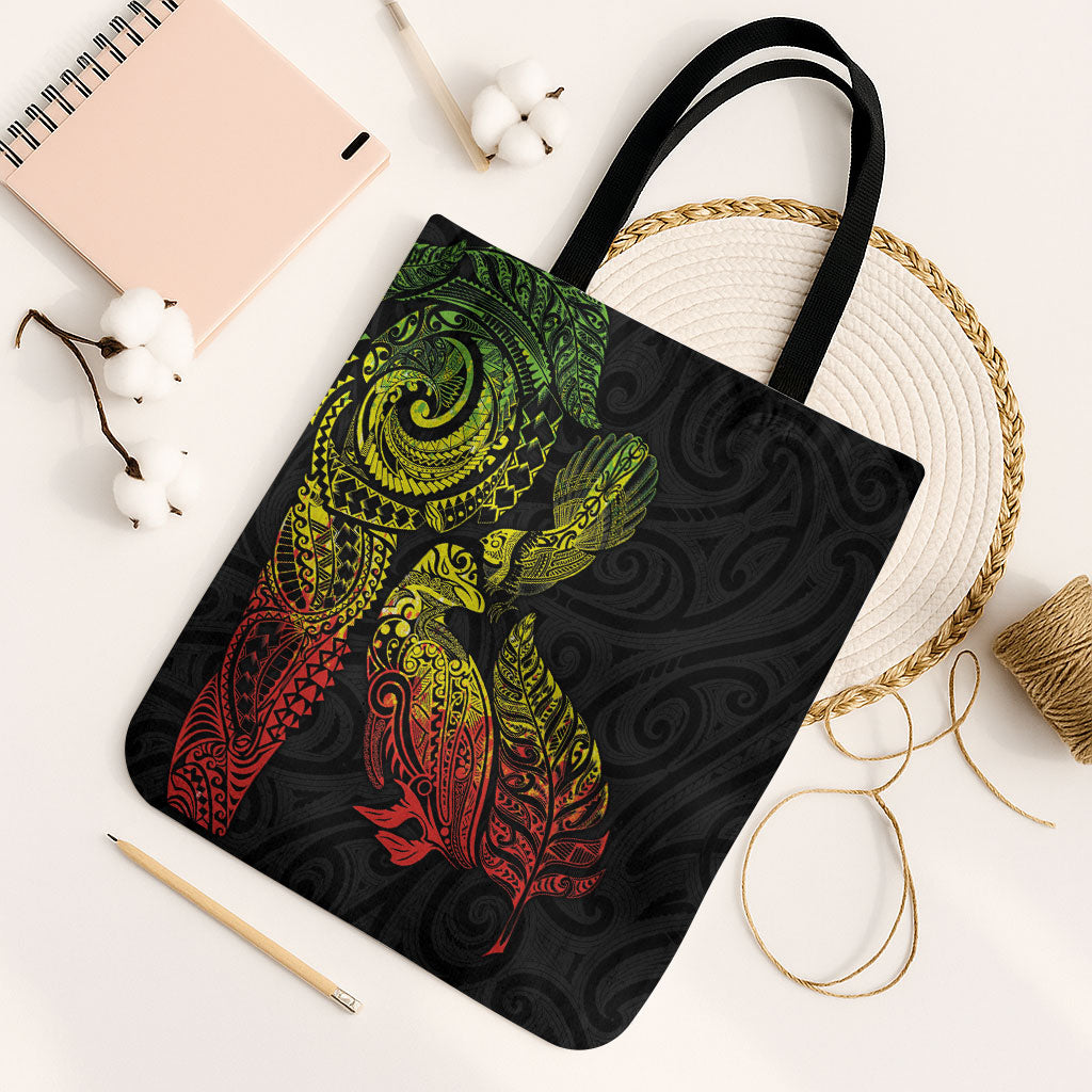 Aotearoa Moko Tribal Tattoo Tote Bag New Zealand Maori Penguin and Fantail Reggae Style