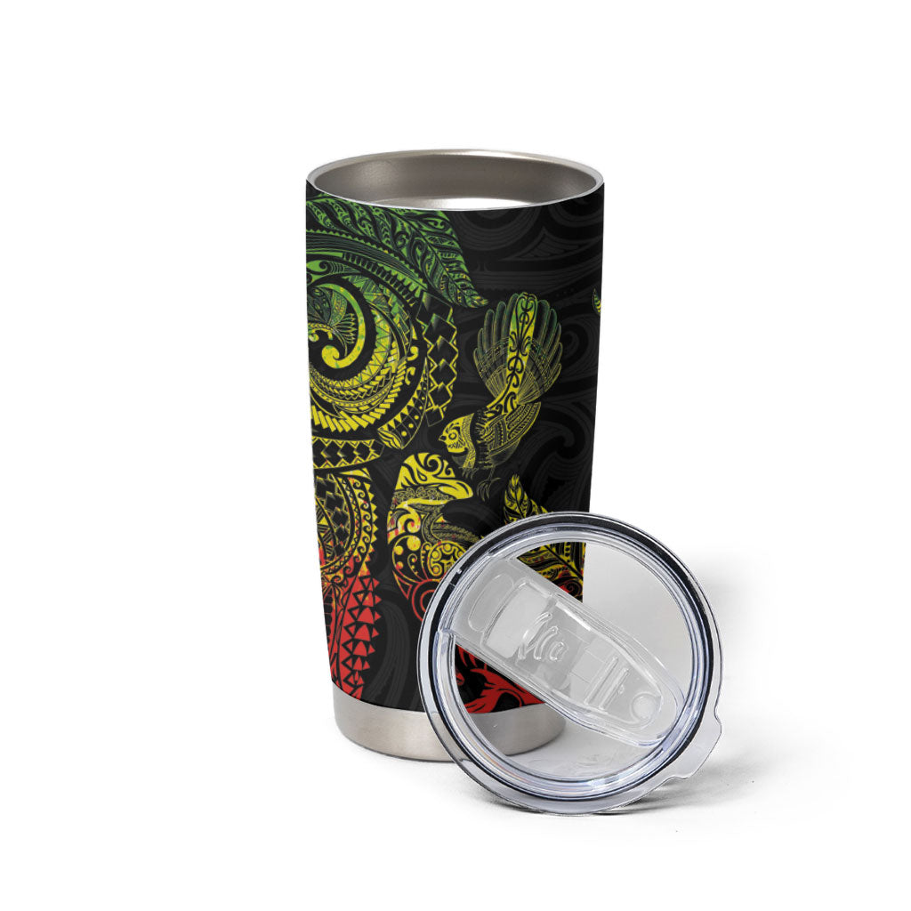 Aotearoa Moko Tribal Tattoo Tumbler Cup New Zealand Maori Penguin and Fantail Reggae Style LT03 - Polynesian Pride