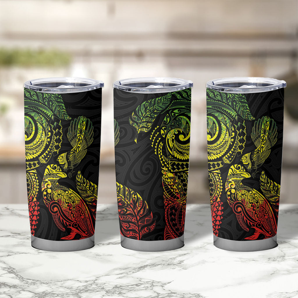 Aotearoa Moko Tribal Tattoo Tumbler Cup New Zealand Maori Penguin and Fantail Reggae Style LT03 - Polynesian Pride