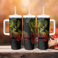 Aotearoa Moko Tribal Tattoo Tumbler With Handle New Zealand Maori Penguin and Fantail Reggae Style LT03 - Polynesian Pride