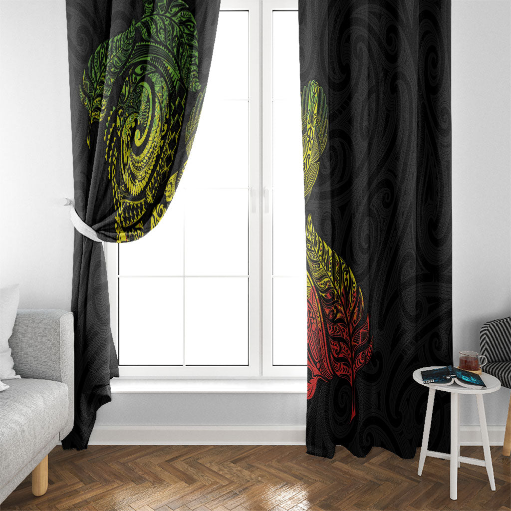Aotearoa Moko Tribal Tattoo Window Curtain New Zealand Maori Penguin and Fantail Reggae Style LT03 - Polynesian Pride