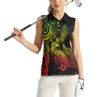Aotearoa Moko Tribal Tattoo Women Sleeveless Polo Shirt New Zealand Maori Penguin and Fantail Reggae Style LT03 - Polynesian Pride
