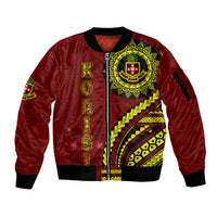 Kolisi Tonga Atele Sleeve Zip Bomber Jacket Ngatu and Polynesian Pattern