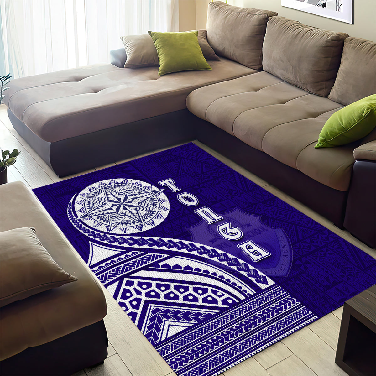 Tupou College Toloa Area Rug Ngatu and Polynesian Pattern