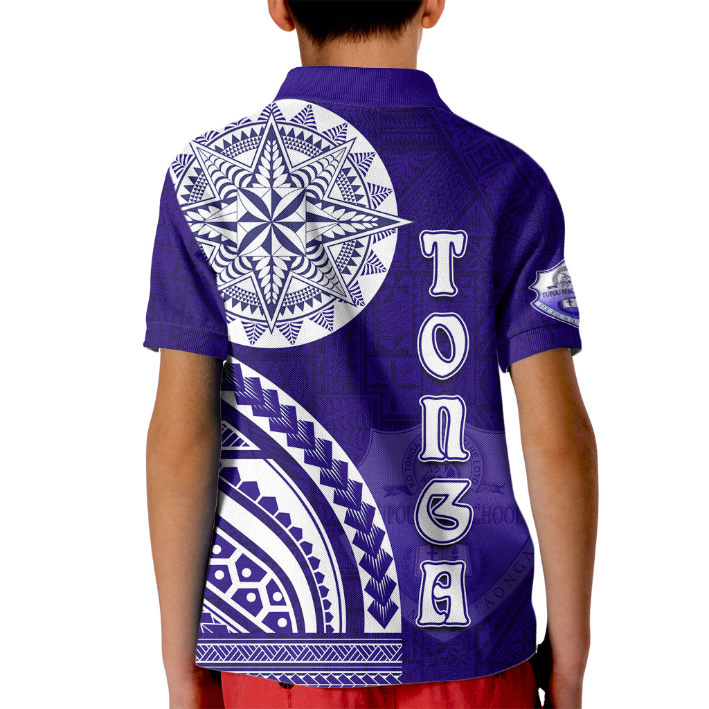 Tupou College Toloa Kid Polo Shirt Ngatu and Polynesian Pattern