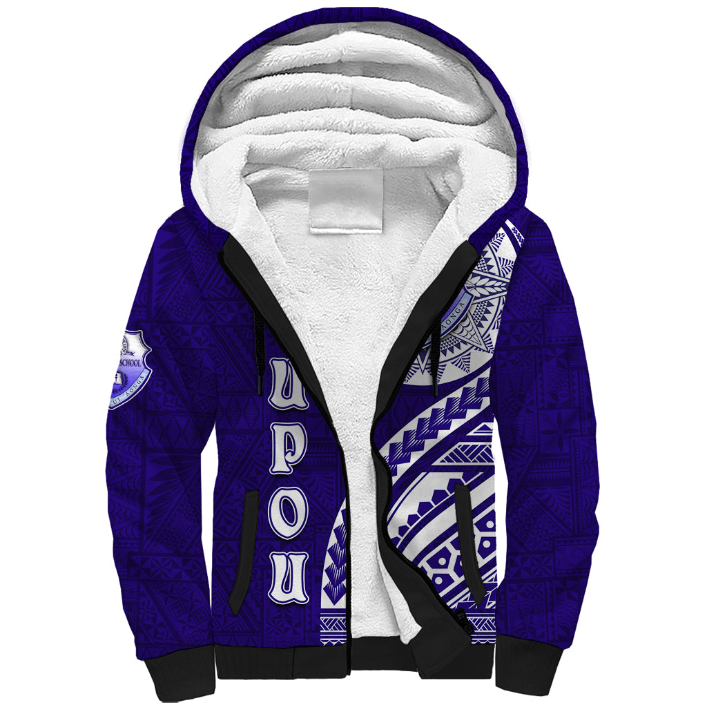 Tupou College Toloa Sherpa Hoodie Ngatu and Polynesian Pattern