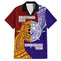 Kolisi Tonga Atele and Tupou College Toloa Family Matching Puletasi and Hawaiian Shirt Ngatu and Polynesian Spiral Pattern LT03 Dad's Shirt - Short Sleeve Red - Polynesian Pride