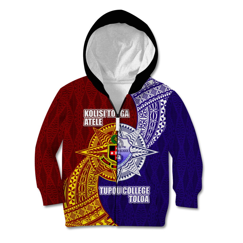 Kolisi Tonga Atele and Tupou College Toloa Kid Hoodie Ngatu and Polynesian Spiral Pattern