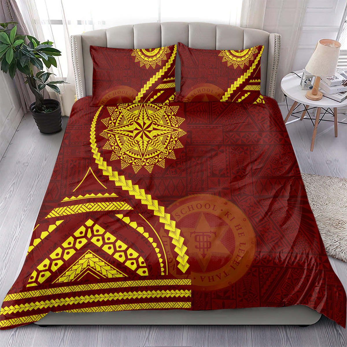 Tonga High School Bedding Set Ngatu and Polynesian Pattern