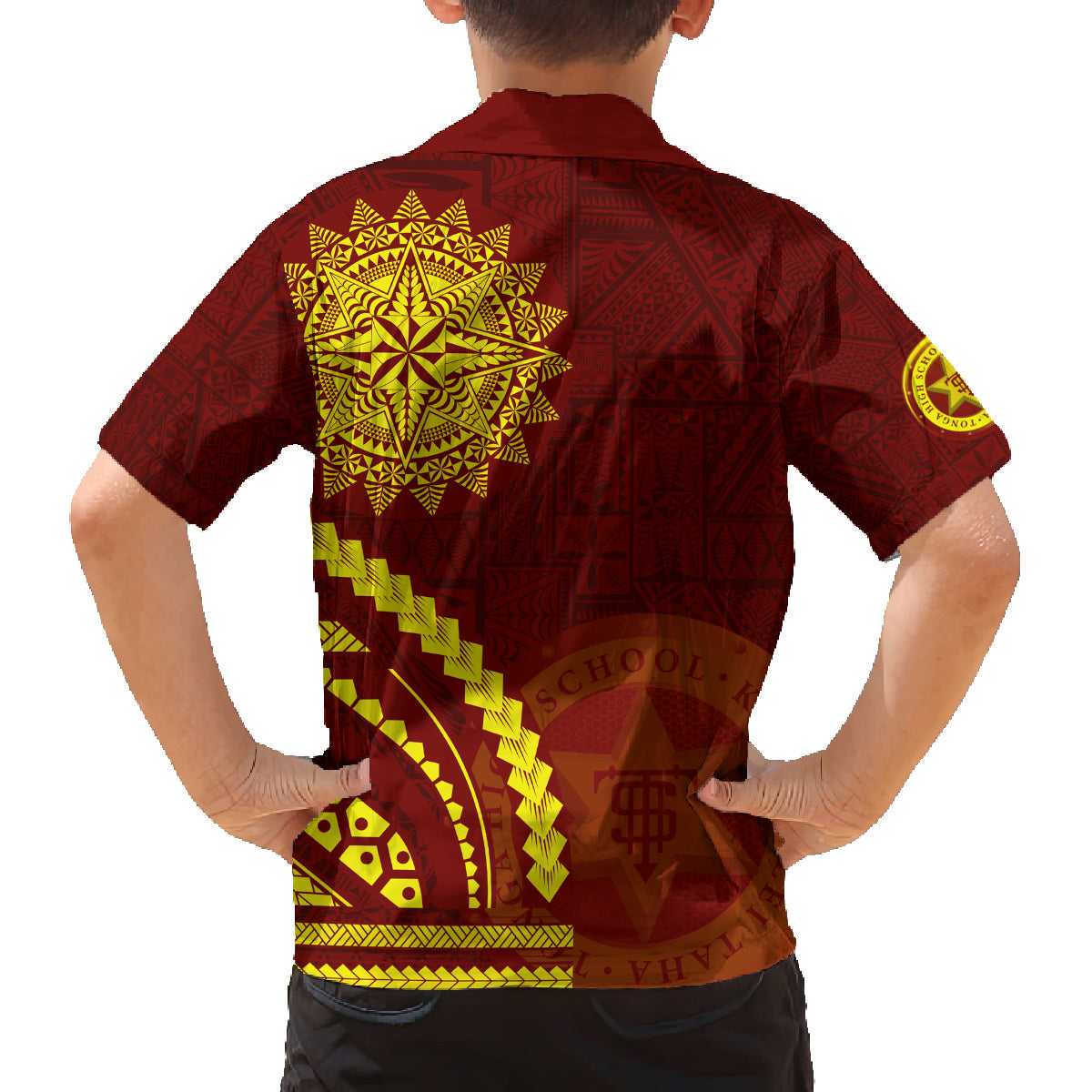 Tonga High School Family Matching Long Sleeve Bodycon Dress and Hawaiian Shirt Ngatu and Polynesian Pattern