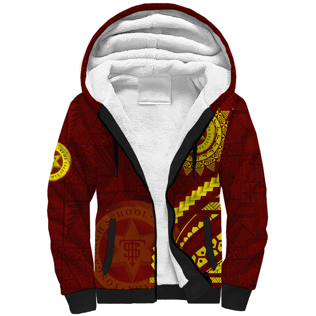 Tonga High School Sherpa Hoodie Ngatu and Polynesian Pattern